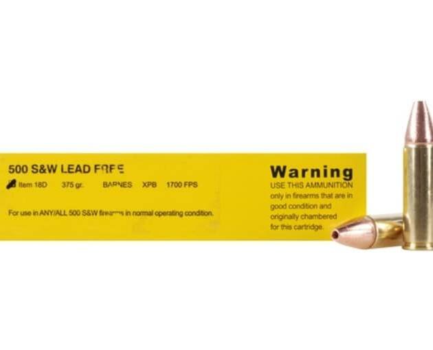Buffalo Bore 500 S&W Magnum Ammo 375 Grain Barnes XPB Solid Hollow Point Lead Free Box of 200