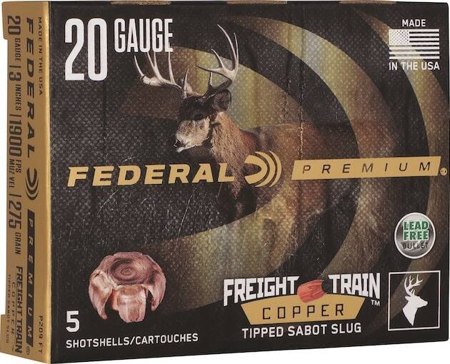 Federal Premium Freight Train 20 Gauge Copper Tipped Sabot Slug Ammo Lead Freen