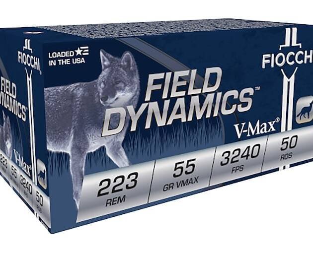 Fiocchi Field Dynamics 223 Remington Ammo 55 Grain Hornady V-Max Polymer Tip Box of 1000