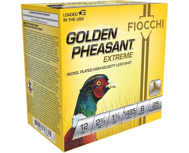 Fiocchi Golden Pheasant 12 Gauge Nickel Plated Lead Ammo