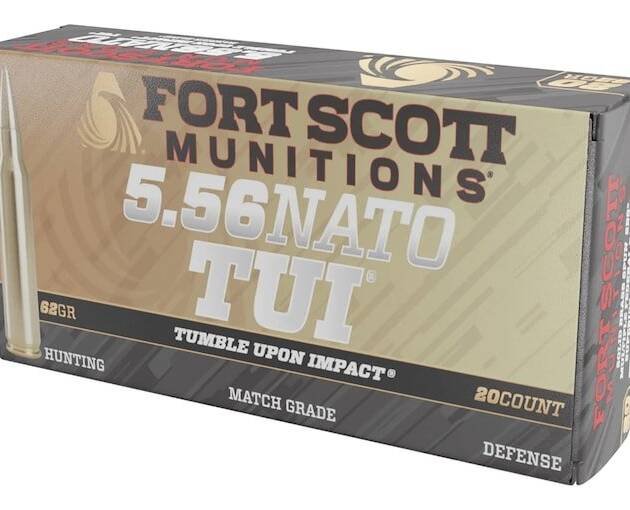 Fort Scott Munitions TUI Brass 5.56x45mm NATO Ammo 62 Grain Solid Lead Free Box of 500