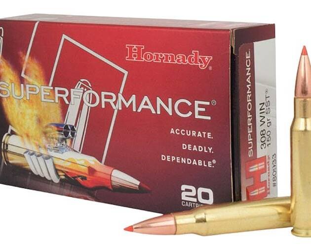 Hornady Superformance 308 Winchester Ammo 150 Grain Hornady SST (Super Shock Tip) Polymer Tip Box of 500