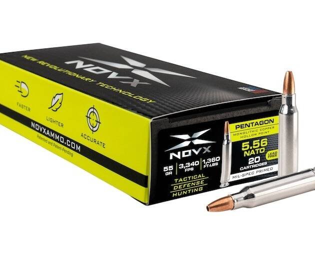 NovX Pentagon 5.56x45mm NATO Ammo 55 Grain Solid Hollow Point Lead Free Box of 500