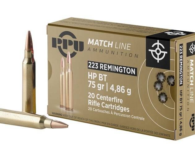 PPU Match 223 Remington Ammo 75 Grain Jacketed Hollow Point Box of 500