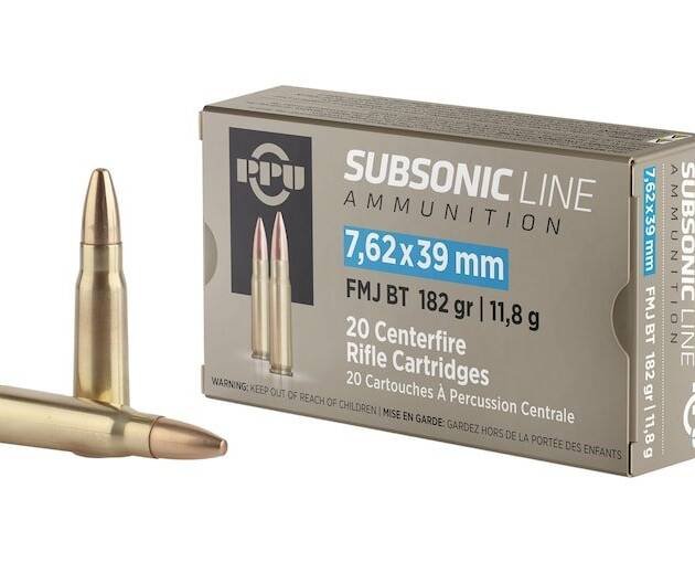 PPU Subsonic 7.62x39mm Ammo 182 Grain Full Metal Jacket Box of 500