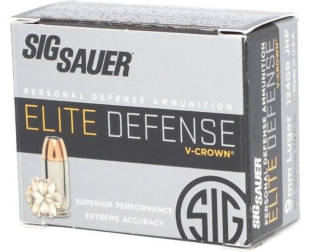 Sig Sauer Elite Performance 9mm Luger Ammo 124 Grain Sig V-Crown Jacketed Hollow Point Box of 1000