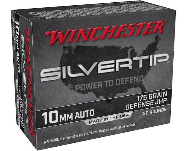 Winchester Silvertip Defense 10mm Auto Ammo 175 Grain Winchester Silvertip Jacketed Hollow Point