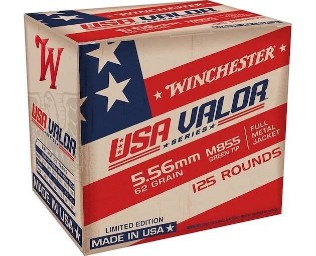 Winchester USA Valor 5.56x45mm NATO Ammo 62 Grain Penetrator Full Metal Jacket Box of 1000