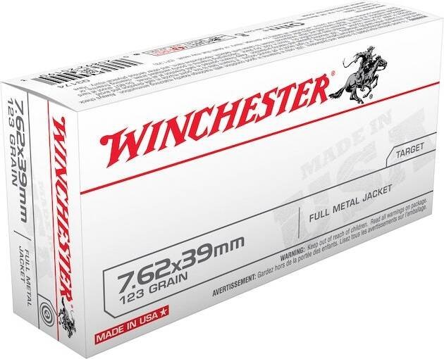 Winchester White Box USA 7.62x39mm Ammo 123 Grain Full Metal Jacket Box of 1000