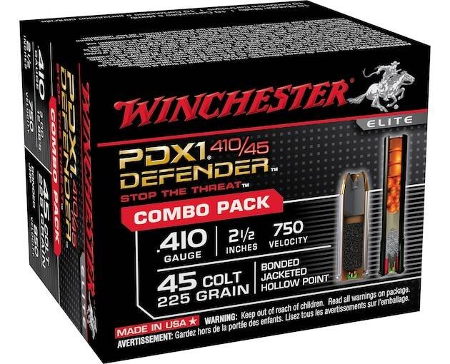 Winchester PDX1 Defender Combo Pack 45 Colt (Long Colt) 225 Grain Bonded Jacketed Hollow Point and 410 Ammo